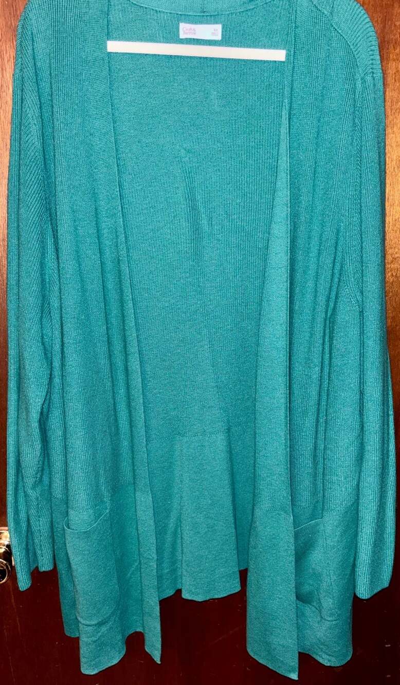 Croft & Barrow Teal Open Front Cardigan Sweater with Pockets Size 3X